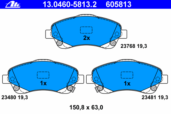 Комплект тормозных колодок, дисковый тормоз ATE 13046058132