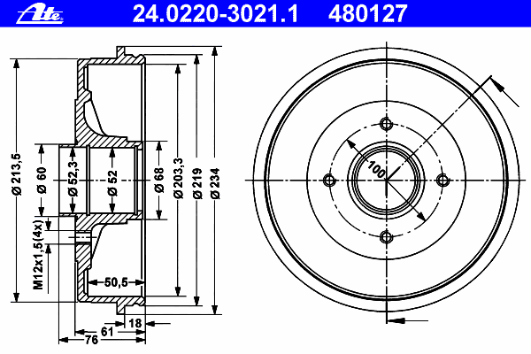 Тормозной барабан ATE 24.0220-3021.1