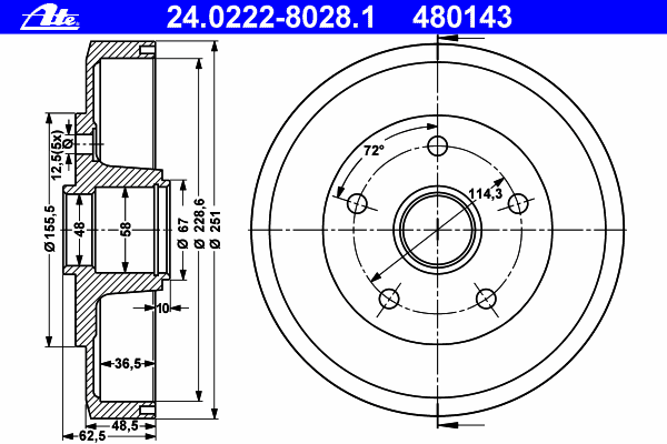 Тормозной барабан ATE 24.0222-8028.1