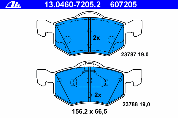Комплект тормозных колодок, дисковый тормоз ATE 13.0460-7205.2