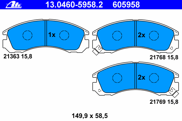 Комплект тормозных колодок, дисковый тормоз ATE 13046059582