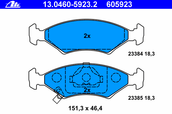 Комплект тормозных колодок, дисковый тормоз ATE 13046059232
