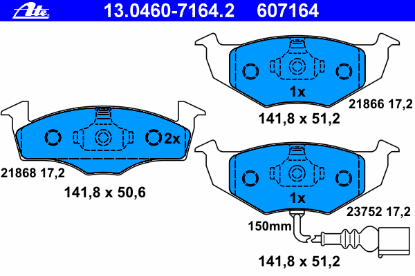 Комплект тормозных колодок, дисковый тормоз ATE 13.0460-7164.2