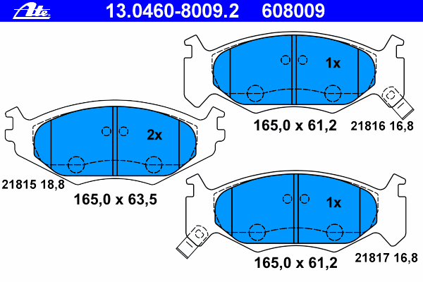 Комплект тормозных колодок, дисковый тормоз ATE 21815