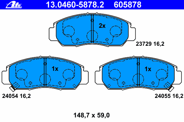 Комплект тормозных колодок, дисковый тормоз ATE 24054