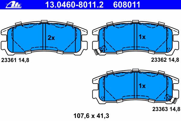 Комплект тормозных колодок, дисковый тормоз ATE 23361