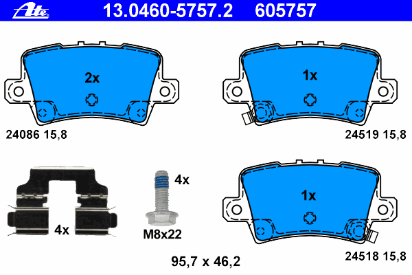 Комплект тормозных колодок, дисковый тормоз ATE 13046057572
