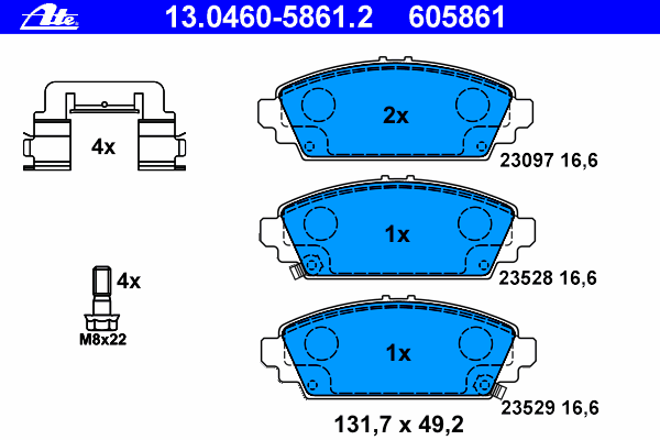 Комплект тормозных колодок, дисковый тормоз ATE 23529