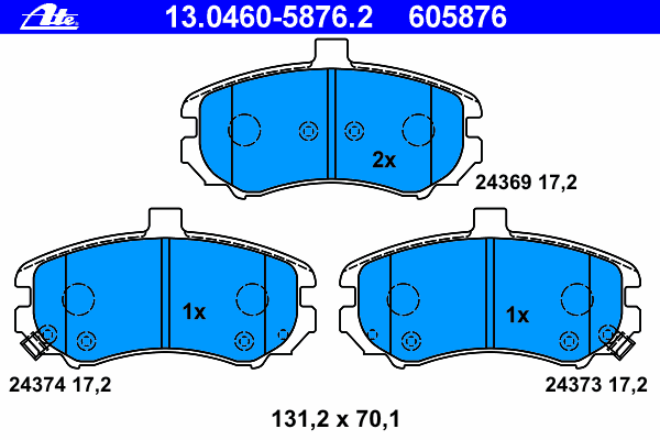 Комплект тормозных колодок, дисковый тормоз ATE 13.0460-5876.2