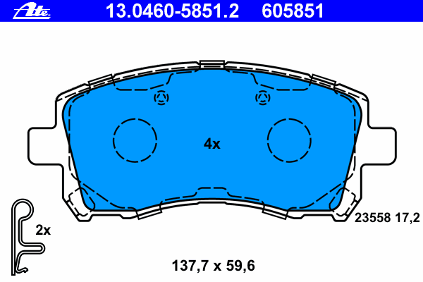 Комплект тормозных колодок, дисковый тормоз ATE 13.0460-5851.2