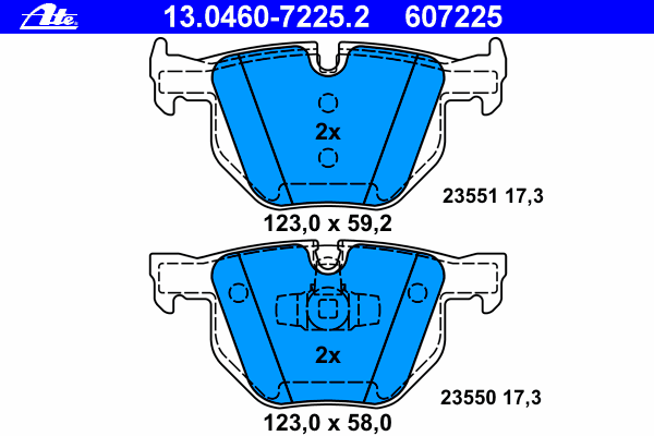 Комплект тормозных колодок, дисковый тормоз ATE 13.0460-7225.2