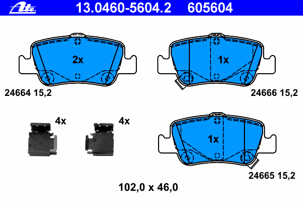 Комплект тормозных колодок, дисковый тормоз ATE 24666
