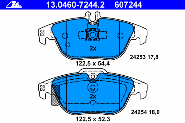 Комплект тормозных колодок, дисковый тормоз ATE 13.0460-7244.2