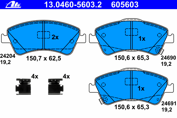 Комплект тормозных колодок, дисковый тормоз ATE 13046056032
