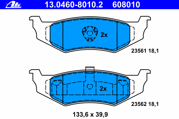 Комплект тормозных колодок, дисковый тормоз ATE 13046080102