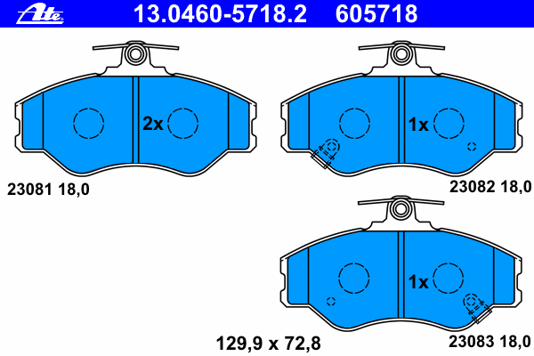 Комплект тормозных колодок, дисковый тормоз ATE 13.0460-5718.2