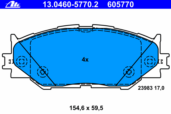 Комплект тормозных колодок, дисковый тормоз ATE 13.0460-5770.2