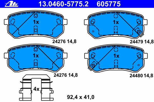 Комплект тормозных колодок, дисковый тормоз ATE 13.0460-5775.2
