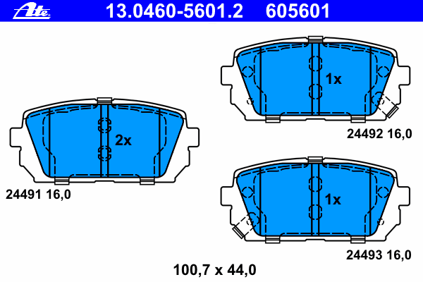 Комплект тормозных колодок, дисковый тормоз ATE 24492