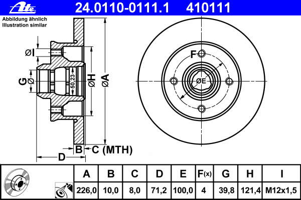 Тормозной диск ATE 24011001111