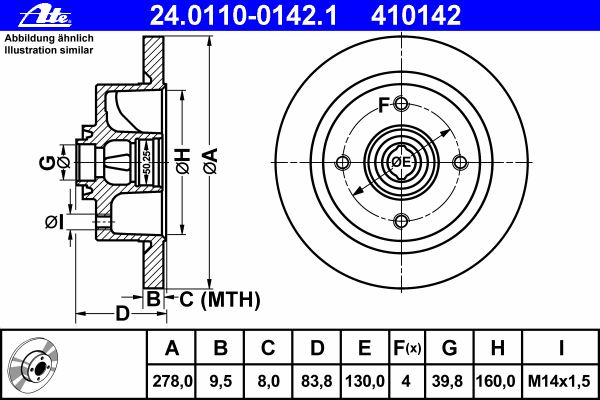 Тормозной диск ATE 410142