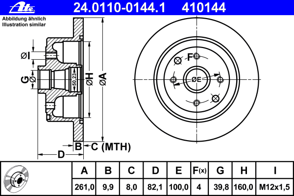 Тормозной диск ATE 410144