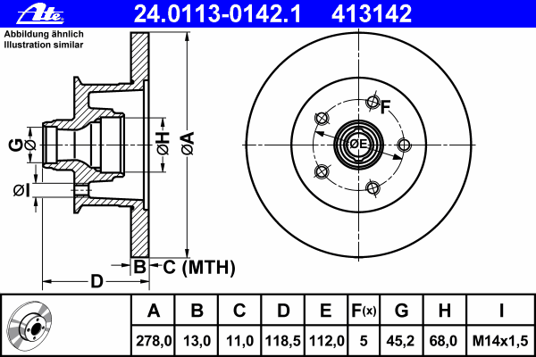 Тормозной диск ATE 24.0113-0142.1