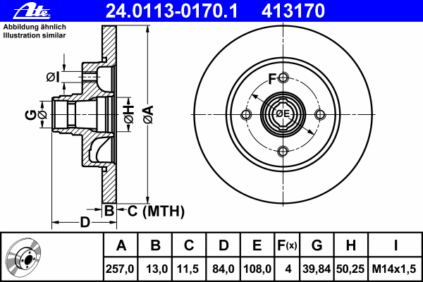 Тормозной диск ATE 24.0113-0170.1