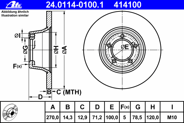 Тормозной диск ATE 24.0114-0100.1