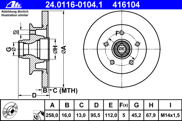 Тормозной диск ATE 24.0116-0104.1
