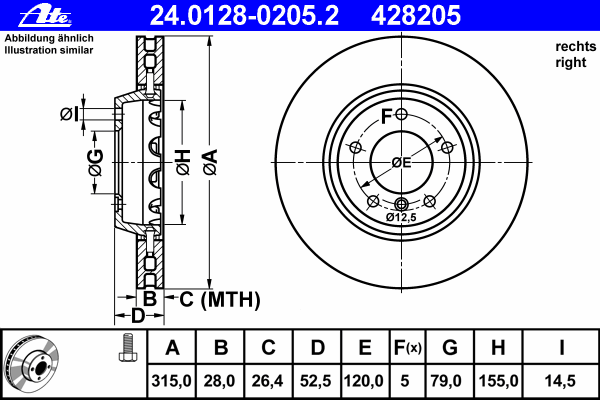 Тормозной диск ATE 24.0128-0205.2