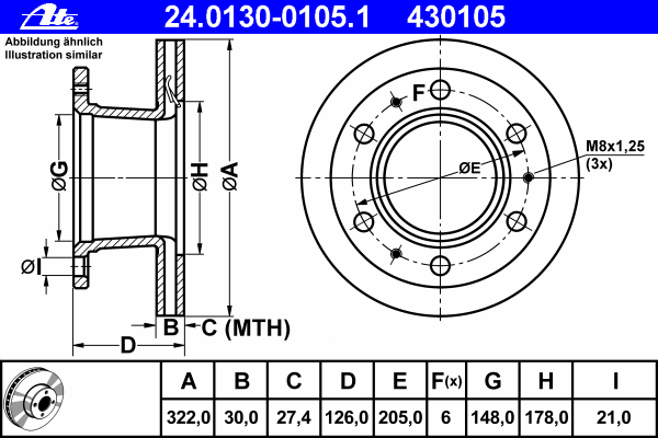 Тормозной диск ATE 24.0130-0105.1