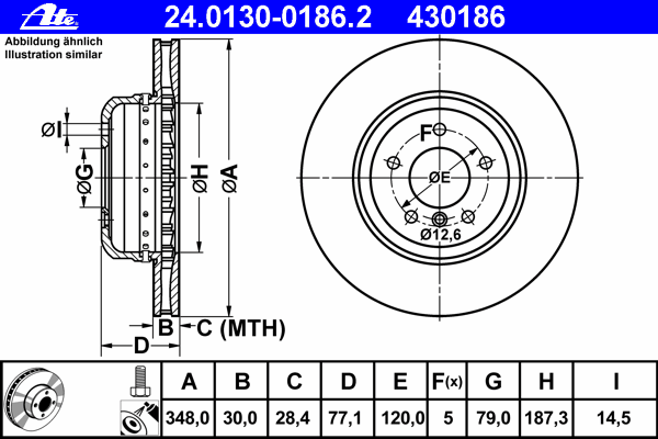 Тормозной диск ATE 24.0130-0186.2