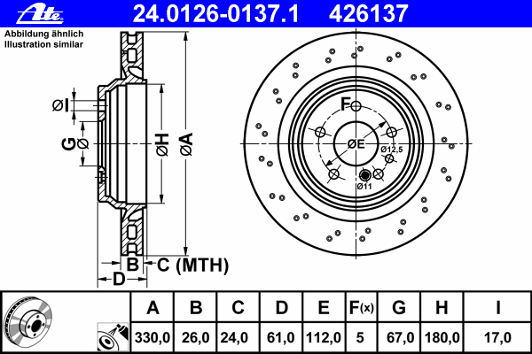 Тормозной диск ATE 24.0126-0137.1