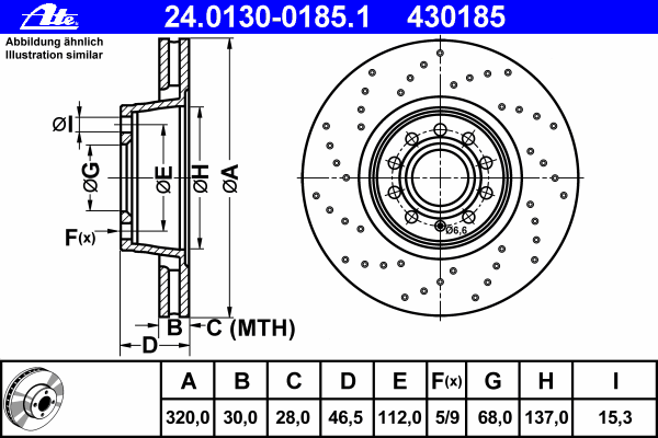 Тормозной диск ATE 24.0130-0185.1