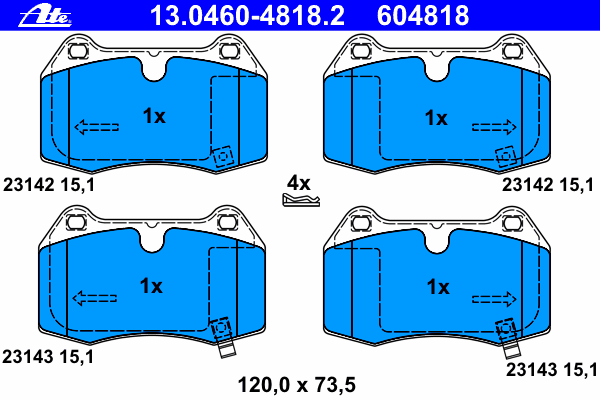 Комплект тормозных колодок, дисковый тормоз ATE 23142