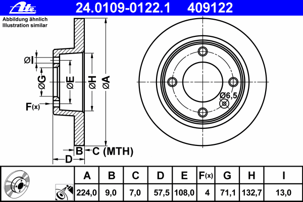 Тормозной диск ATE 24.0109-0122.1