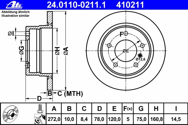 Тормозной диск ATE 410211
