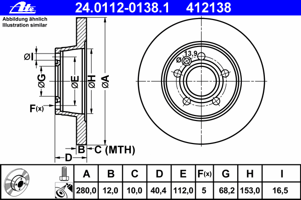 Тормозной диск ATE 24.0112-0138.1