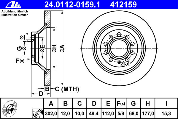 Тормозной диск ATE 24011201591