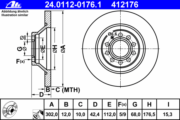 Тормозной диск ATE 24011201761
