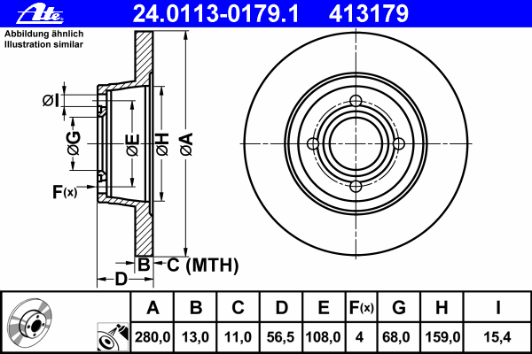 Тормозной диск ATE 24.0113-0179.1