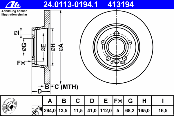 Тормозной диск ATE 24.0113-0194.1