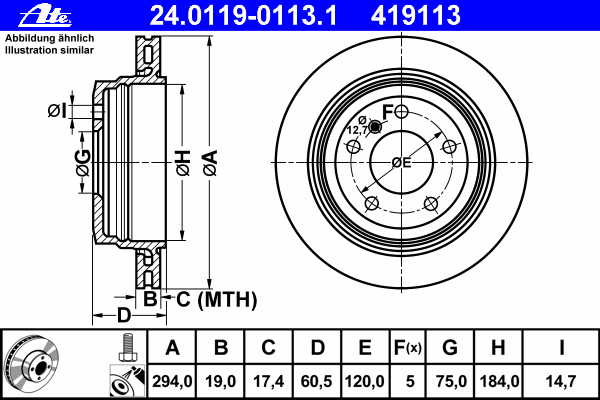 Тормозной диск ATE 24011901131