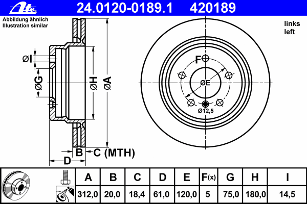 Тормозной диск ATE 24.0120-0189.1