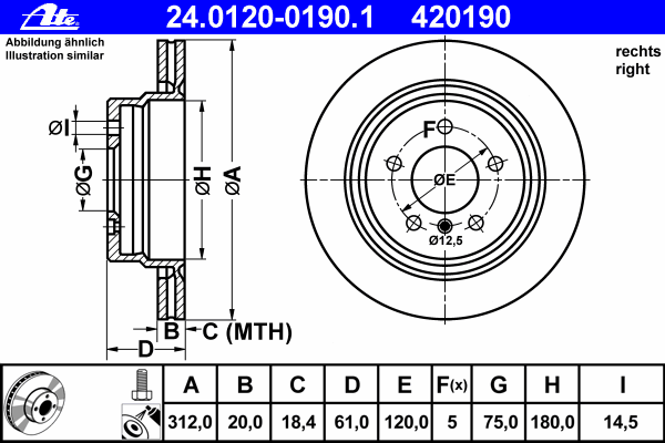 Тормозной диск ATE 24012001901