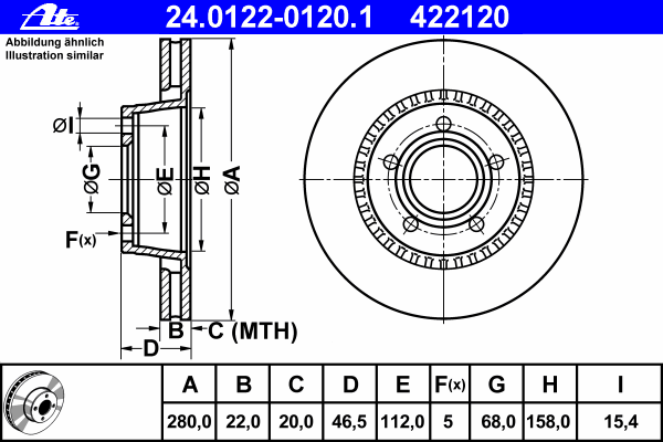 Тормозной диск ATE 24.0122-0120.1