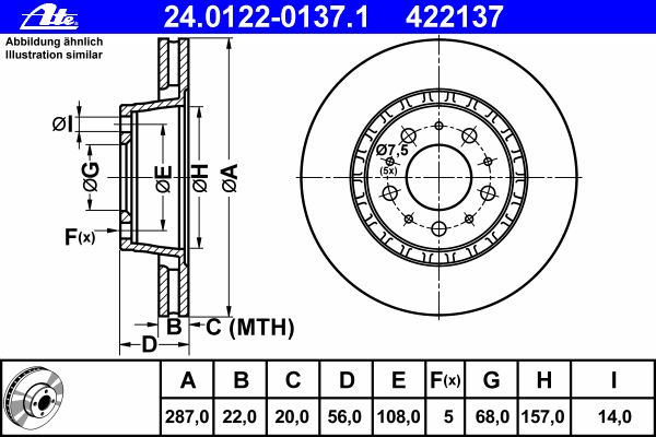 Тормозной диск ATE 24012201371