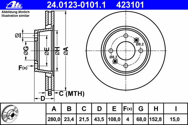 Тормозной диск ATE 24012301011