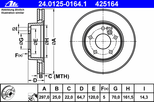 Тормозной диск ATE 24.0125-0164.1